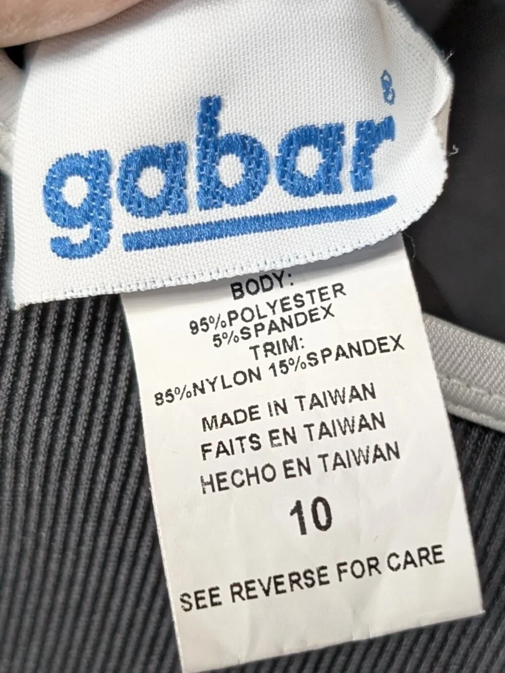 Gabar Black Tankini Top with White Striped Accents Size 10